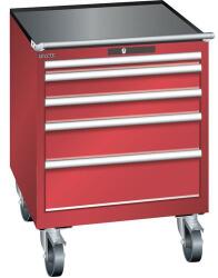 Lista mobil műhelyfiókos szekrény, 717x725x962 mm, 5 fiók, piros