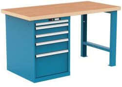 Lista Műhely munkapad LISTA, 1500x750x840 mm, 5 fiók, teherbírás 1500 kg, világoskék