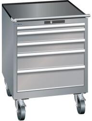 Lista mobil műhelyfiókos szekrény, 717x725x962 mm, 5 fiók, szürke/ezüst