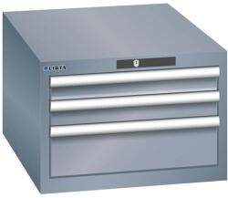 Lista műhelyfiókos szekrény, 3 fiók = 2x 75 + 1x 150 mm, 564x725x383 mm, sötétszürke