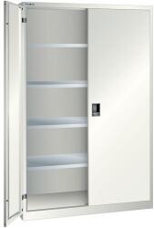 Lista műhelyszekrény polcokkal, 1250x500x1950 mm, tömör ajtók, világosszürke