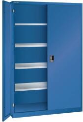 Lista műhelyszekrény polcokkal, 1250x400x1950 mm, plexi ajtók, sötétkék - manutan - 481 813 Ft
