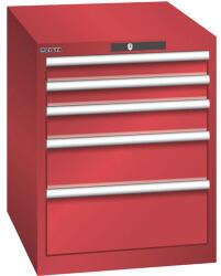 Lista műhelyfiókos szekrény, 564x725x700 mm, 5 fiók, piros