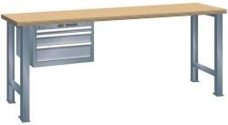 Lista Műhely munkapad LISTA, 1500x700x890 mm, teherbírás 600 kg, 3 fiók, sötétszürke