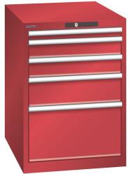 Lista műhelyfiókos szekrény, 564x725x800 mm, 5 fiók, piros
