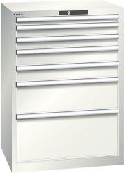 Lista műhelyfiókos szekrény, 7 fiók = 1x50 + 2x75 + 2x100 + 1x200 + 1x300mm, 717x572x1000mm, világosszürke