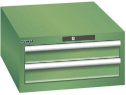 Lista műhelyfiókos szekrény, 2 fiók = 2x 100mm, 564x725x283mm, zöld