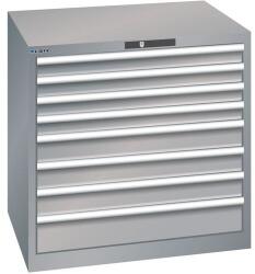 Lista műhelyfiókos szekrény, 870x725x850 mm, 8 fiók, fiók teherbírás 75 kg, szürke/ezüst
