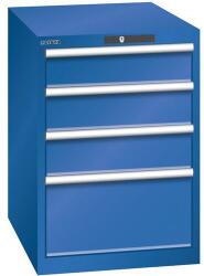 Lista műhelyfiókos szekrény, 564x725x850 mm, 4 fiók, rikítókék