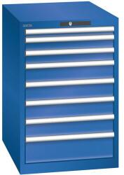Lista műhelyfiókos szekrény, 564x725x850 mm, 8 fiók, rikítókék
