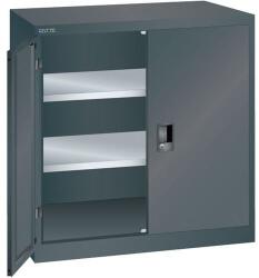 Lista műhelyszekrény polcokkal, 1000x500x1000 mm, tömör ajtó, fekete