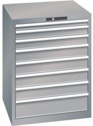 Lista műhelyfiókos szekrény, 717x725x850 mm, 8 fiók, szürke/ezüst