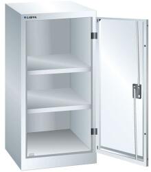 Lista műhelyszekrény polcokkal, 500x500x1000 mm, 2 polc, fehér - manutan - 219 316 Ft