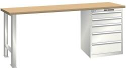 Lista Műhely munkapad LISTA, 1500x700x890 mm, teherbírás 1500 kg, 5 fiók, világosszürke