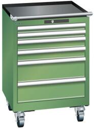 Lista mobil műhelyfiókos szekrény, 564x572x840 mm, 6 fiók, zöld
