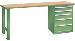 Lista Műhely munkapad LISTA, 1500x700x890 mm, teherbírás 1500 kg, 5 fiók, zöld