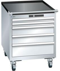 Lista mobil műhelyfiókos szekrény, 564x725x723 mm, 5 fiók, szürke