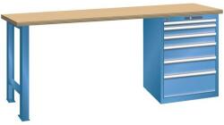 Lista Műhely munkapad LISTA, 1500x700x890 mm, teherbírás 1500 kg, 6 fiók, kék