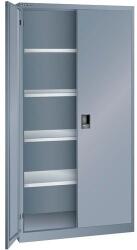 Lista műhelyszekrény polcokkal, 1000x580x1950 mm, tömör ajtók, sötétszürke
