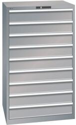 Lista műhelyfiókos szekrények, 9 fiók = 9x150mm, fiók teherbírása 75kg, 870x725x1450mm, szürke/ezüst