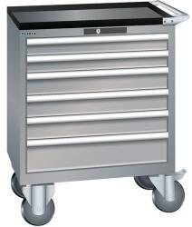 Lista mobil műhelyfiókos szekrény, 6 fiók = 717x572x962 mm, szürke/ezüst