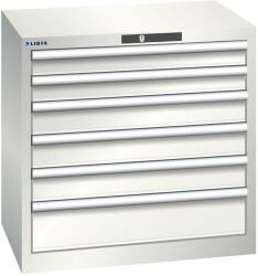 Lista műhelyfiókos szekrény, 717x572x700 mm, 6 fiók, világosszürke
