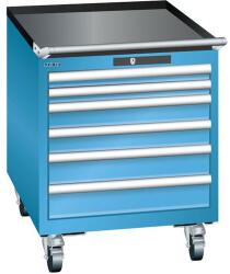 Lista mobil műhelyfiókos szekrény, 564x725x723 mm, 6 fiók, világoskék