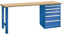 Lista Műhely munkapad LISTA, 1500x700x890 mm, teherbírás 1500 kg, 5 fiók, rikítókék