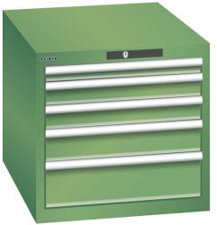 Lista műhelyfiókos szekrény, 564x725x533 mm, 5 fiók, zöld