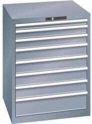 Lista műhelyfiókos szekrény, 717x725x850 mm, 8 fiók, sötétszürke