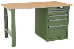 Lista Műhely munkapad LISTA, 1500x750x840 mm, 5 fiók, teherbírás 1500 kg, zöld
