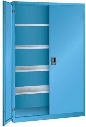 Lista műhelyszekrény polcokkal, 1250x580x1950 mm, tömör ajtók, világoskék
