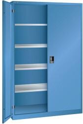 Lista műhelyszekrény polcokkal, 1250x580x1950 mm, tömör ajtók, kék
