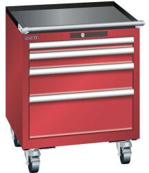 Lista mobil műhelyfiókos szekrény, 411x725x723 mm, 4 fiók, piros