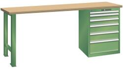 Lista Műhely munkapad LISTA, 1500x700x890 mm, teherbírás 1500 kg, 6 fiók, zöld