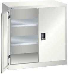 Lista műhelyszekrény polcokkal, 1000x500x1000 mm, tömör ajtók, világosszürke