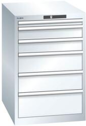 Lista műhelyfiókos szekrény, 6 fiók = 1x 50 + 2x 100 + 2x 150 + 1x 200 mm, 564x725x850 mm, fehér