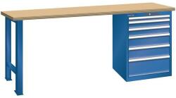Lista Műhely munkapad LISTA, 1500x700x890 mm, teherbírás 1500 kg, 6 fiók, sötétkék