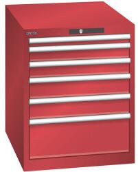 Lista műhelyfiókos szekrény, 564x725x700 mm, 6 fiók, piros