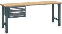 Lista Műhely munkapad LISTA, 1500x700x890 mm, teherbírás 600 kg, 3 fiók, fekete