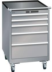 Lista mobil műhelyfiókos szekrény, 564x725x890 mm, 5 fiók, szürke/ezüst