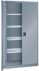 Lista műhelyszekrények polcokkal, 1000x500x1950 mm, tömör ajtók, sötétszürke