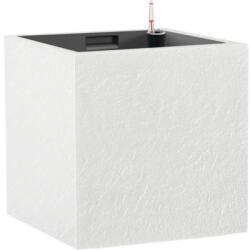 Plastkon Ghiveci cu sistem de irigare Cubico Stone plastic 27x27x27 cm alb (4111774055)