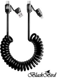 BlackBird Cablu de date Extreme 4in1 USB-A/USB-C/Lightning 50-200cm, negru (BH1683)