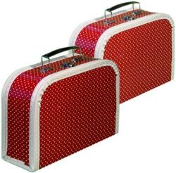  Retro Piros Pöttyös Gyerek Bőrönd - 24, 5x17x8, 5cm (21266)