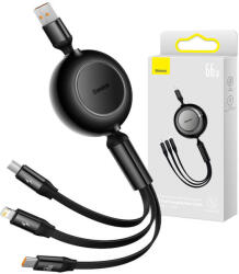 Baseus Bright Mirror 3, 3 az 1-ben USB-kábel micro USB / USB-C / Lightning, 66W / 2A, 1, 1 m (fekete)
