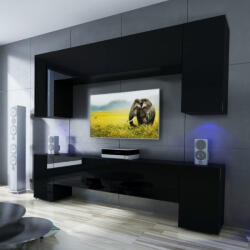 Intenso Concept-25 nappali faliszekrény sor - 240 cm (magasfényű fekete)