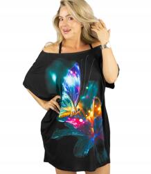 Agrafka Ruha fekete tunika színes nyomtatással és zsebekkel Perla L/XL (5900178558073)