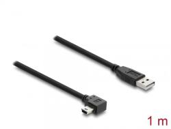 Delock Cablu USB-A 2.0 la mini USB drept/unghi 90 grade T-T 1m Negru, Delock 81651 (81651)