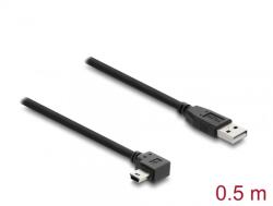 Delock Cablu USB-A 2.0 la mini USB drept/unghi 90 grade T-T 0.5m Negru, Delock 81650 (81650)